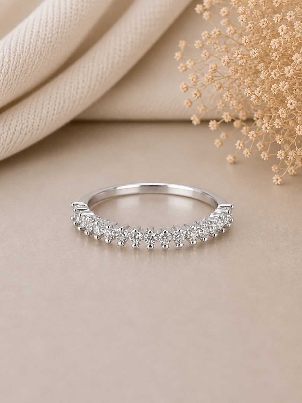 Silver CZ Crown Band Ring